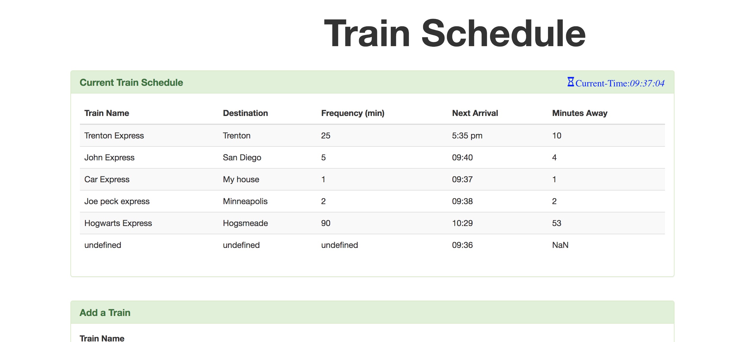 Train Schedule